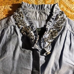 Bejeweled collared sleeveless button down. J Crew.